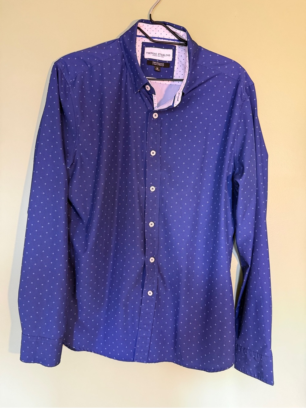 Men's Navy Dot-Print Button-Down Shirt